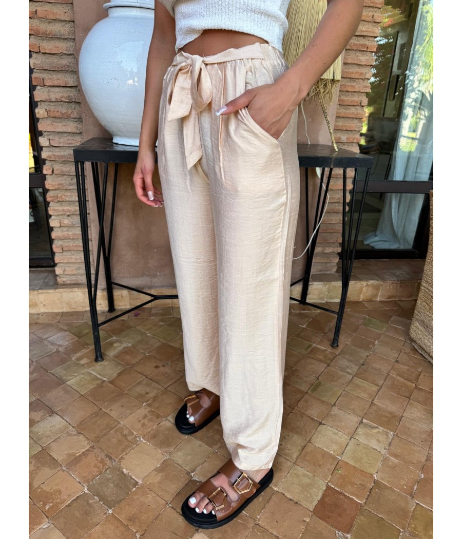 pantalon fluide beige