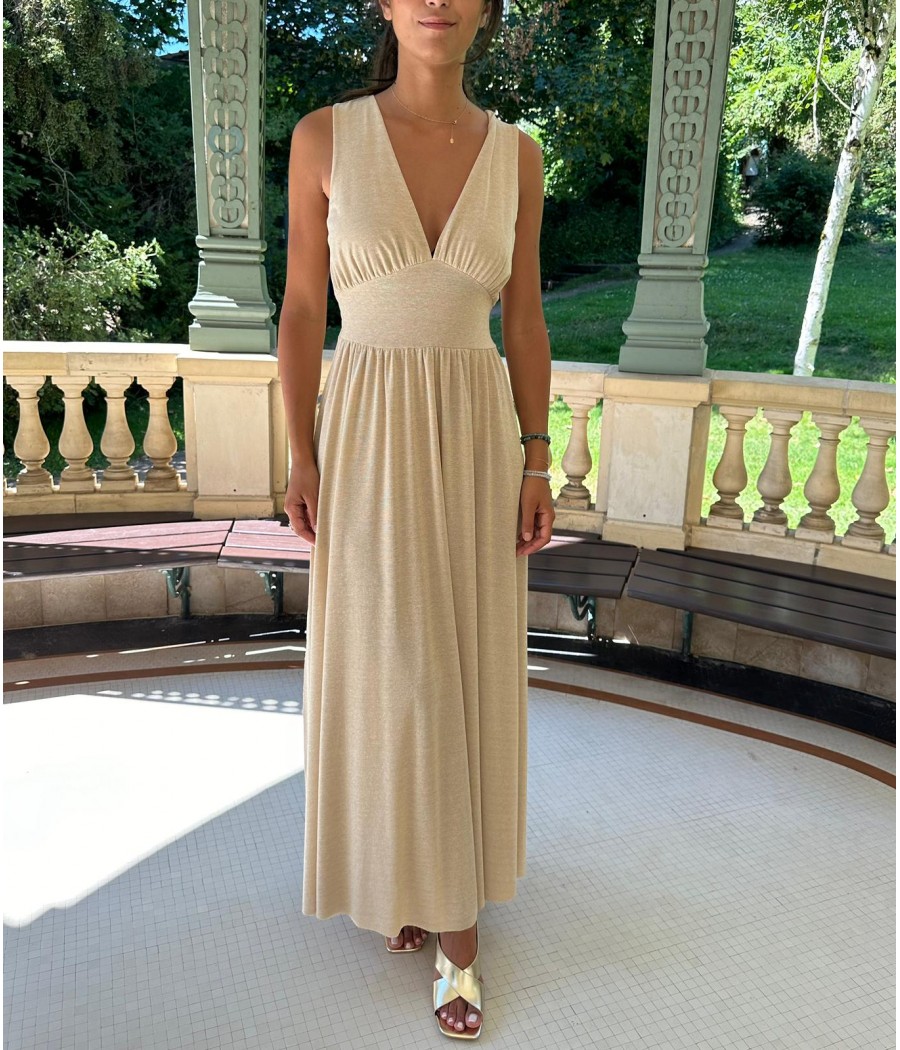 Robe beige pailleté