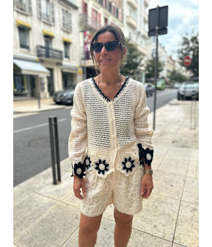 Gilet Crochet Beige et Noir