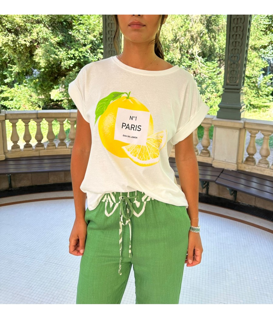 Tee Shirt citron Blanc