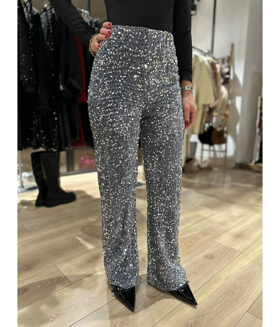 Pantalon Sequins Argenté